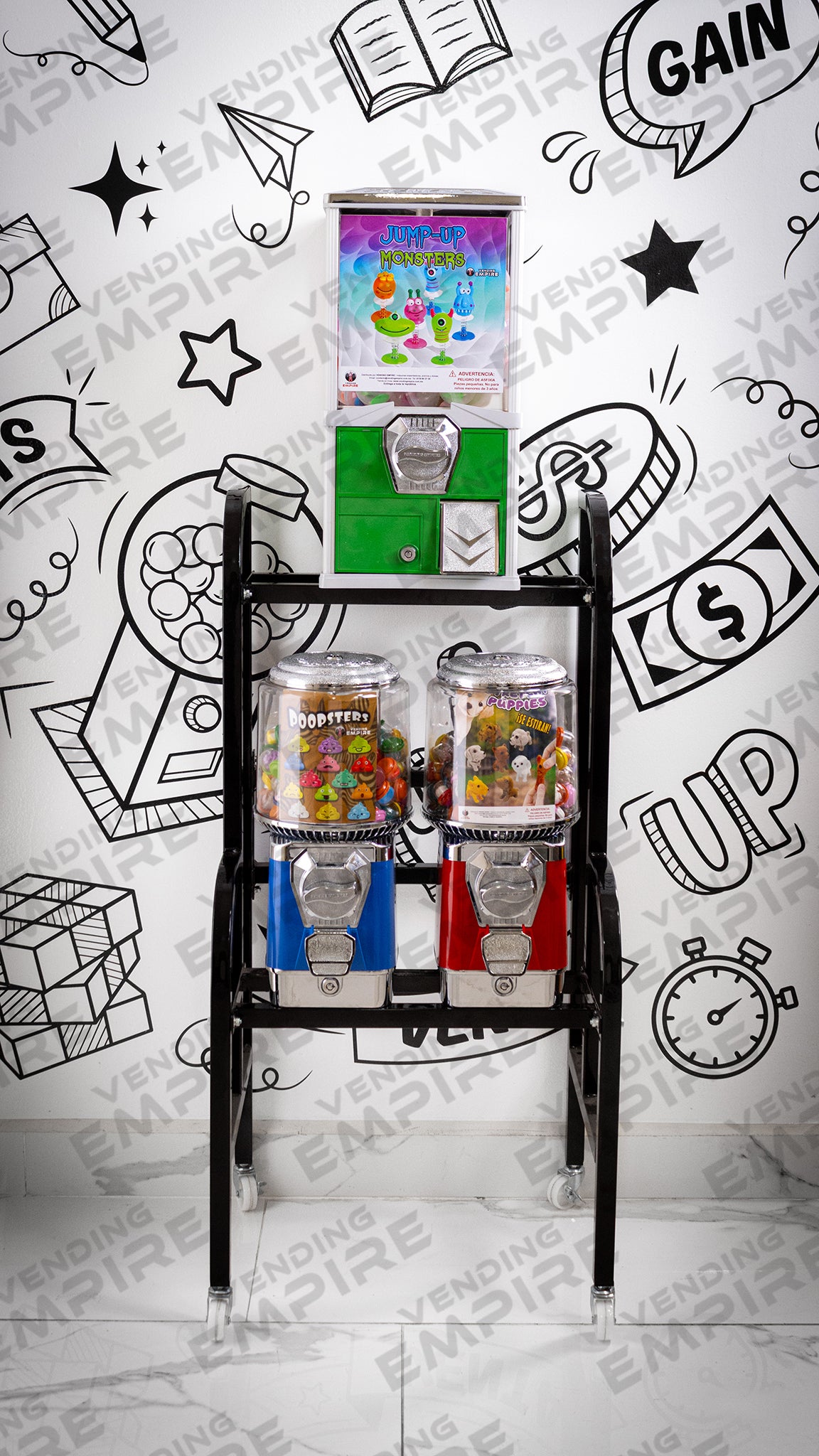 Rack Triple Vending Empire | 1 Juguetera Compacta + 2 Chicleras Suprema