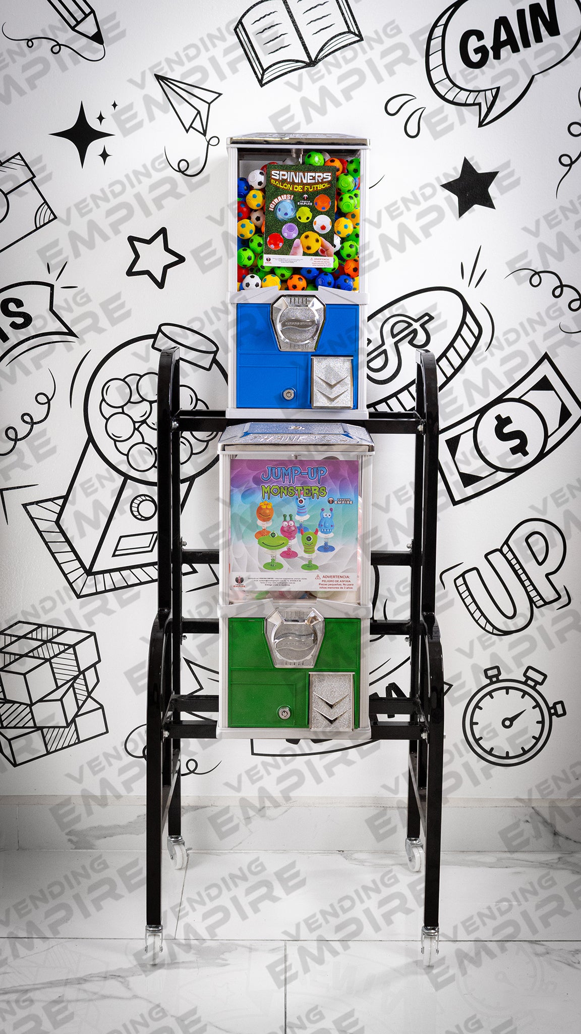 Rack Triple Escalonado con Máquina Compacta Alta y Máquinas Compactas | Vending EMPIRE