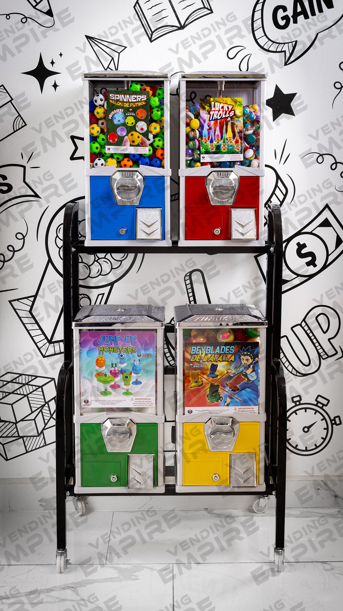 Rack Triple Escalonado con Máquina Compacta y Máquinas Compactas | Vending EMPIRE