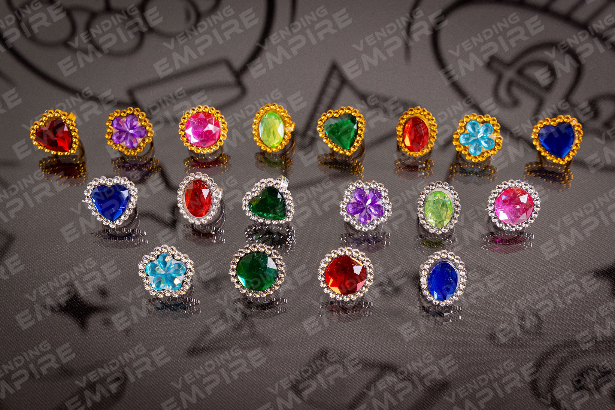 Anillos con Gema Brillante Para Máquina Vending de 1” (Con Cápsula)