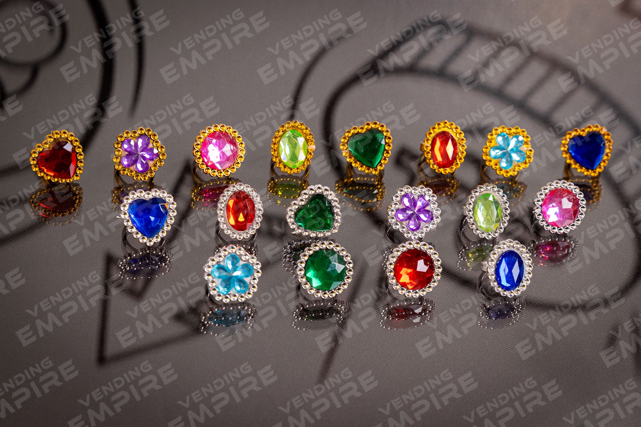Anillos con Gema Brillante Para Máquina Vending de 1” (Con Cápsula)
