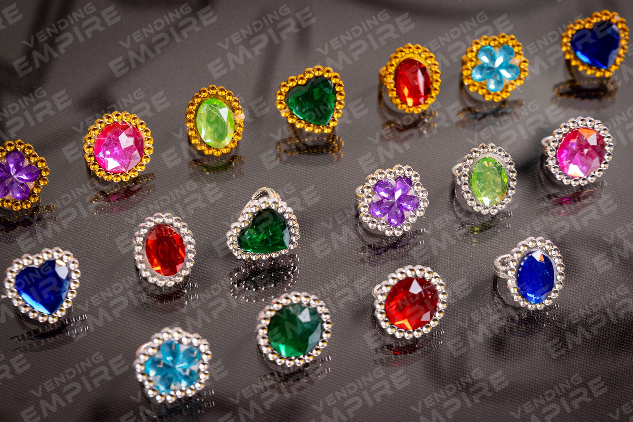 Anillos con Gema Brillante Para Máquina Vending de 1” (Con Cápsula)