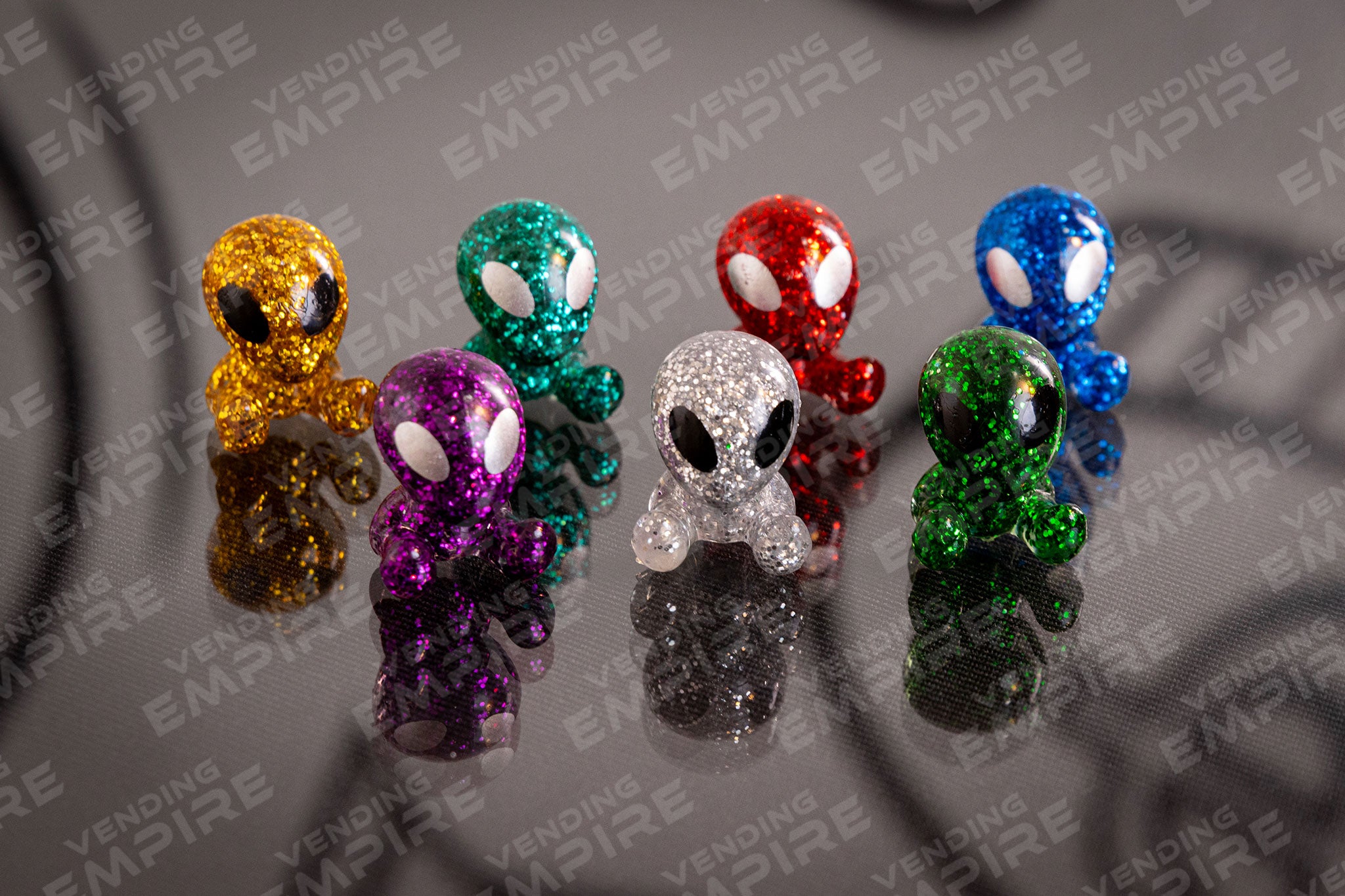 Figuras Alienígenas con Glitter ya encapsulados 1″ (100 pzs )